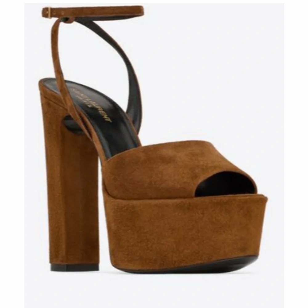 Saint Laurent Jodie Platform Sandals in Suede